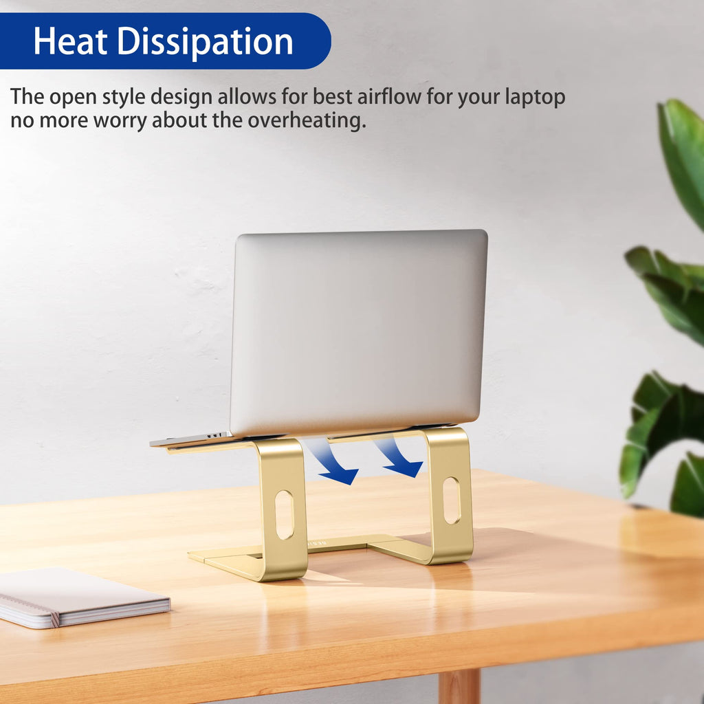 BESIGN LS03 Aluminum Laptop Stand, Ergonomic Detachable Computer Stand, Notebook Riser, Laptop Mount Compatible with Air, Pro, Dell, HP, Lenovo More 10-15.6" Laptops, Gold