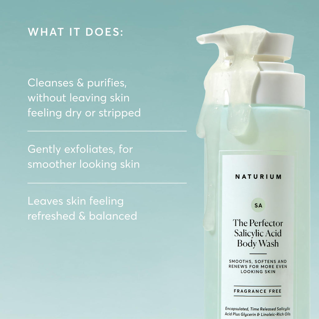 Naturium The Perfector Salicylic Acid Body Wash, Gentle & Smoothing Cleanser, 16.9 oz