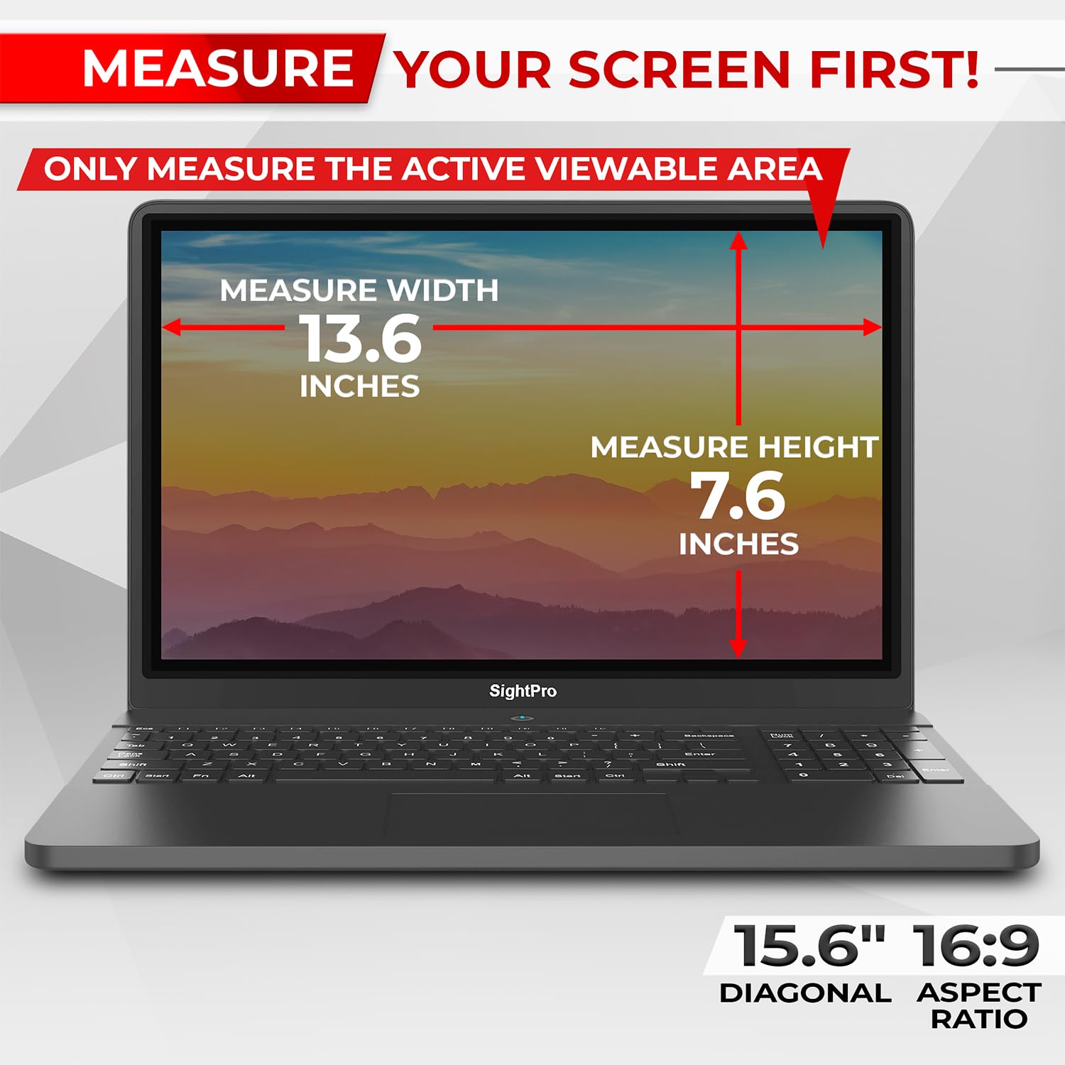 SightPro Magnetic Laptop Privacy Screen 15.6 Inch 16:9 - Patented Removable Laptop Privacy Filter Shield and Protector
