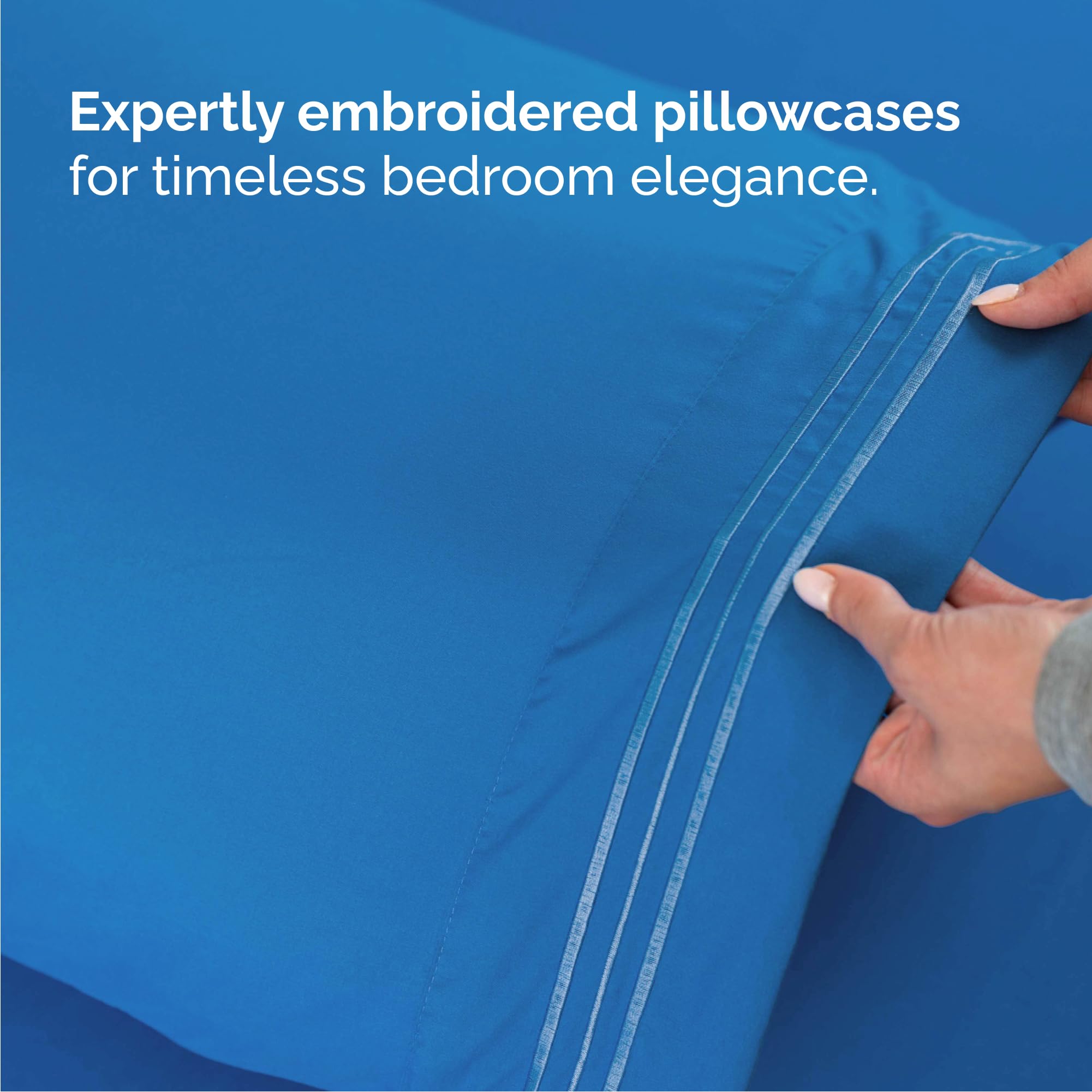 Queen Size 4 Piece Sheet Set - Comfy Breathable & Cooling Sheets - Hotel Luxury Bed Sheets for Women & Men - Deep Pockets, Easy-Fit, Soft and Wrinkle Free Sheets - Royal Blue Oeko-Tex Bed Sheet Set