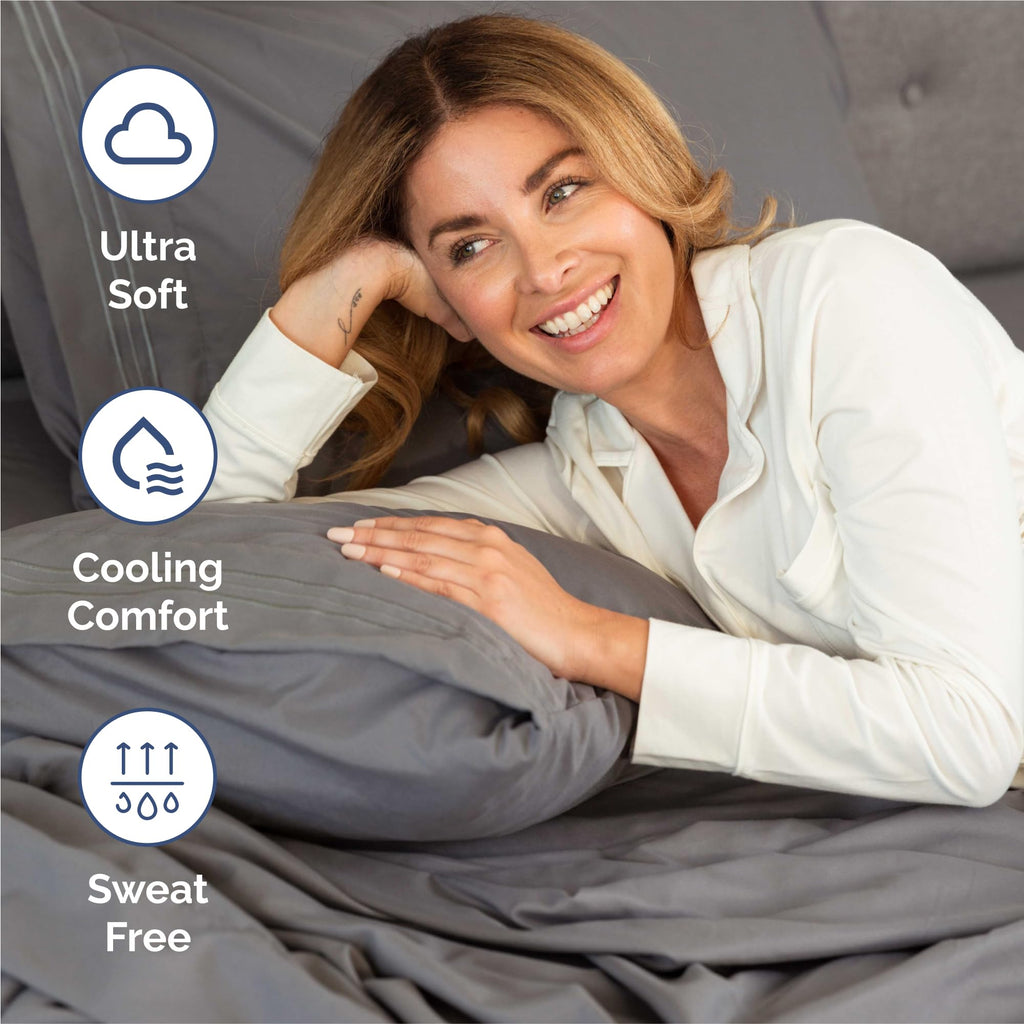 King Size 4 Piece Sheet Set - Comfy Breathable & Cooling Sheets - Hotel Luxury Bed Sheets for Women & Men - Deep Pockets, Easy-Fit, Extra Soft & Wrinkle Free Sheets - Dark Grey Oeko-Tex Bed Sheet Set