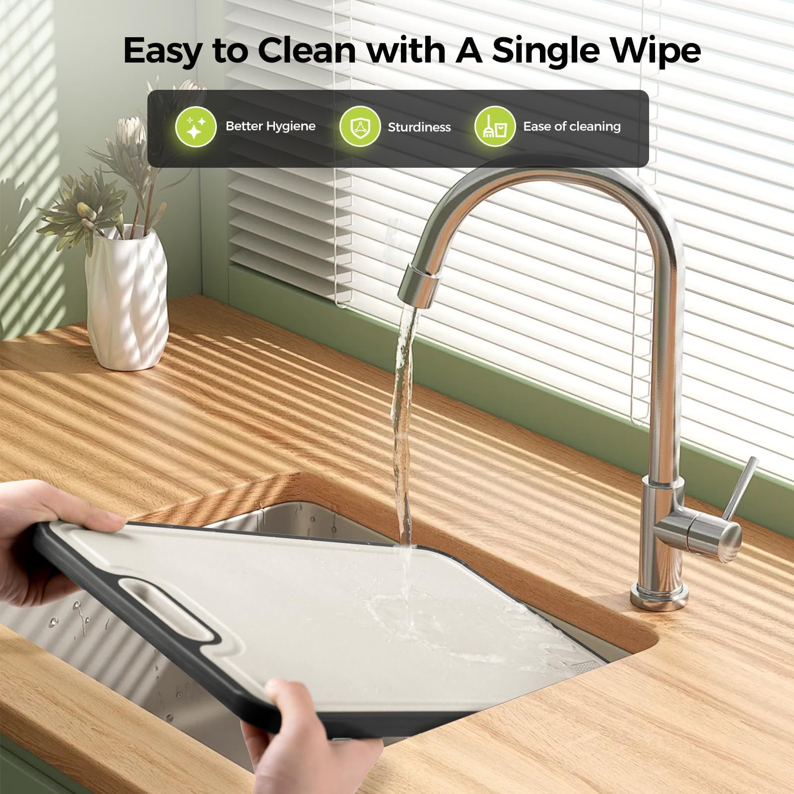 Titanium Cutting Board Double Sided Food Grade, Pure Titanium/PP for Kitchen, Cutting Board Easy to Clean[15.5”*10.5”+12”*8.5”]