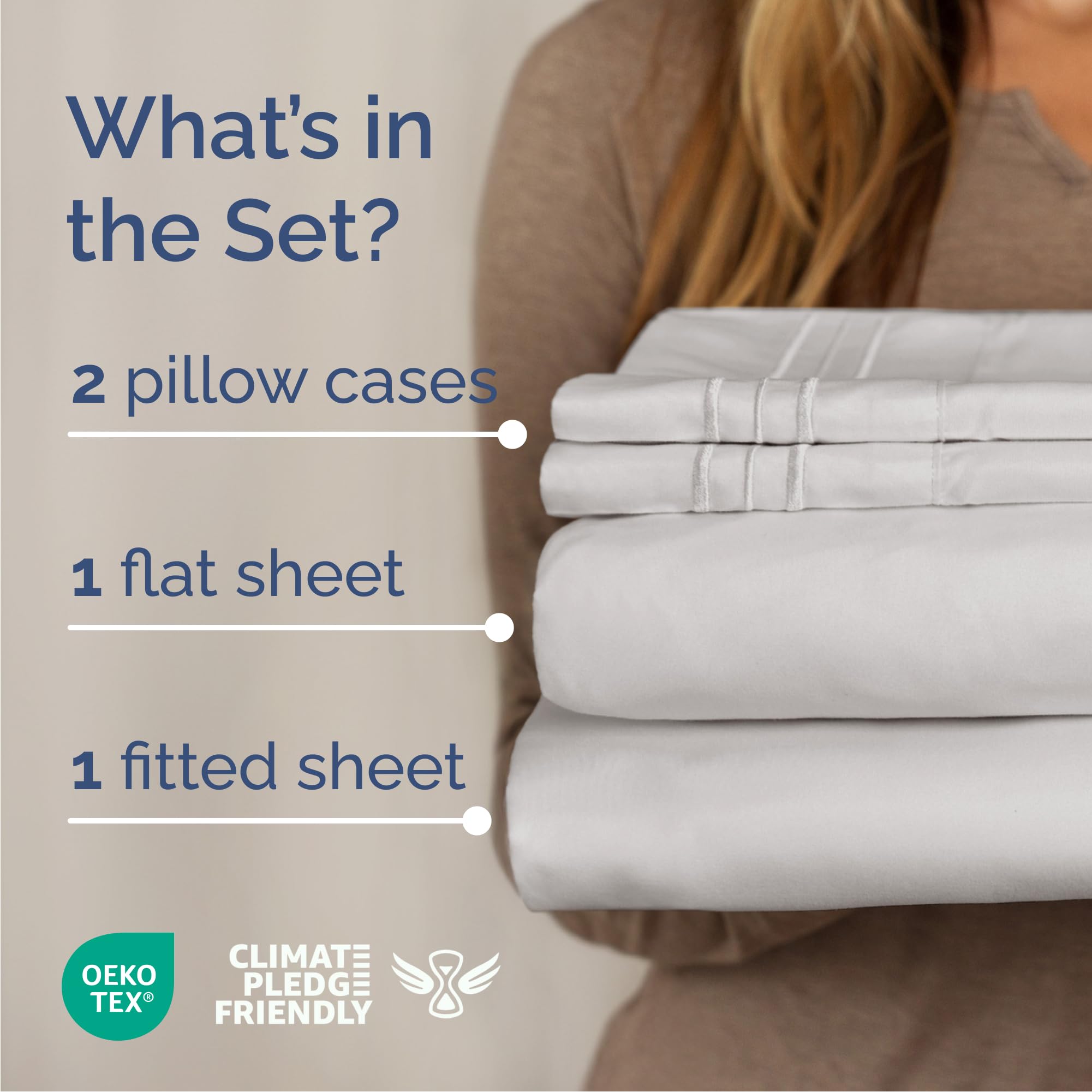 King Size 4 Piece Sheet Set - Comfy Breathable & Cooling Sheets - Hotel Luxury Bed Sheets for Women & Men - Deep Pockets, Easy-Fit, Soft and Wrinkle Free Sheets - French Grey Oeko-Tex Bed Sheet Set