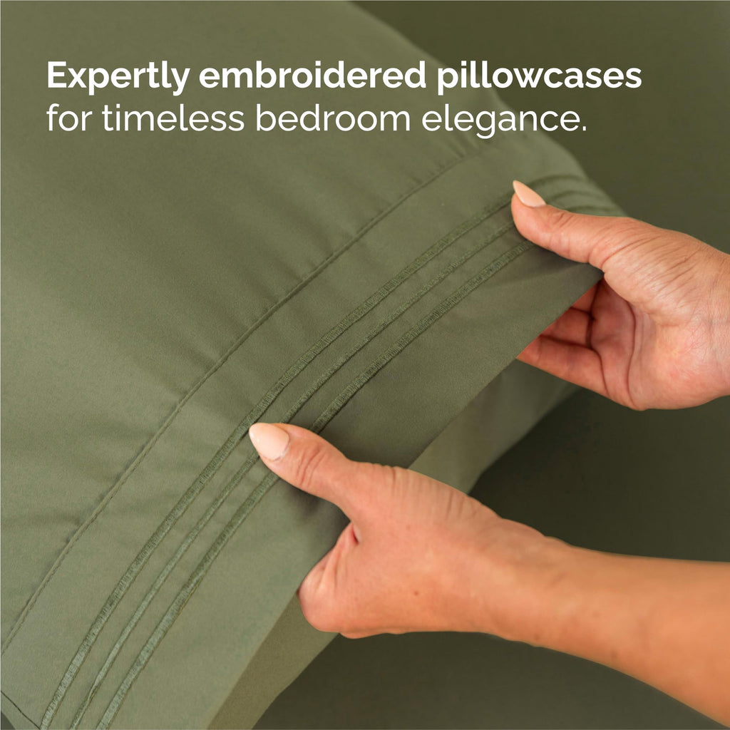 King Size 4 Piece Sheet Set - Comfy Breathable & Cooling Sheets - Hotel Luxury Bed Sheets for Women and Men - Deep Pockets, Easy-Fit, Soft and Wrinkle Free Sheets - Sage Green Oeko-Tex Bed Sheet Set