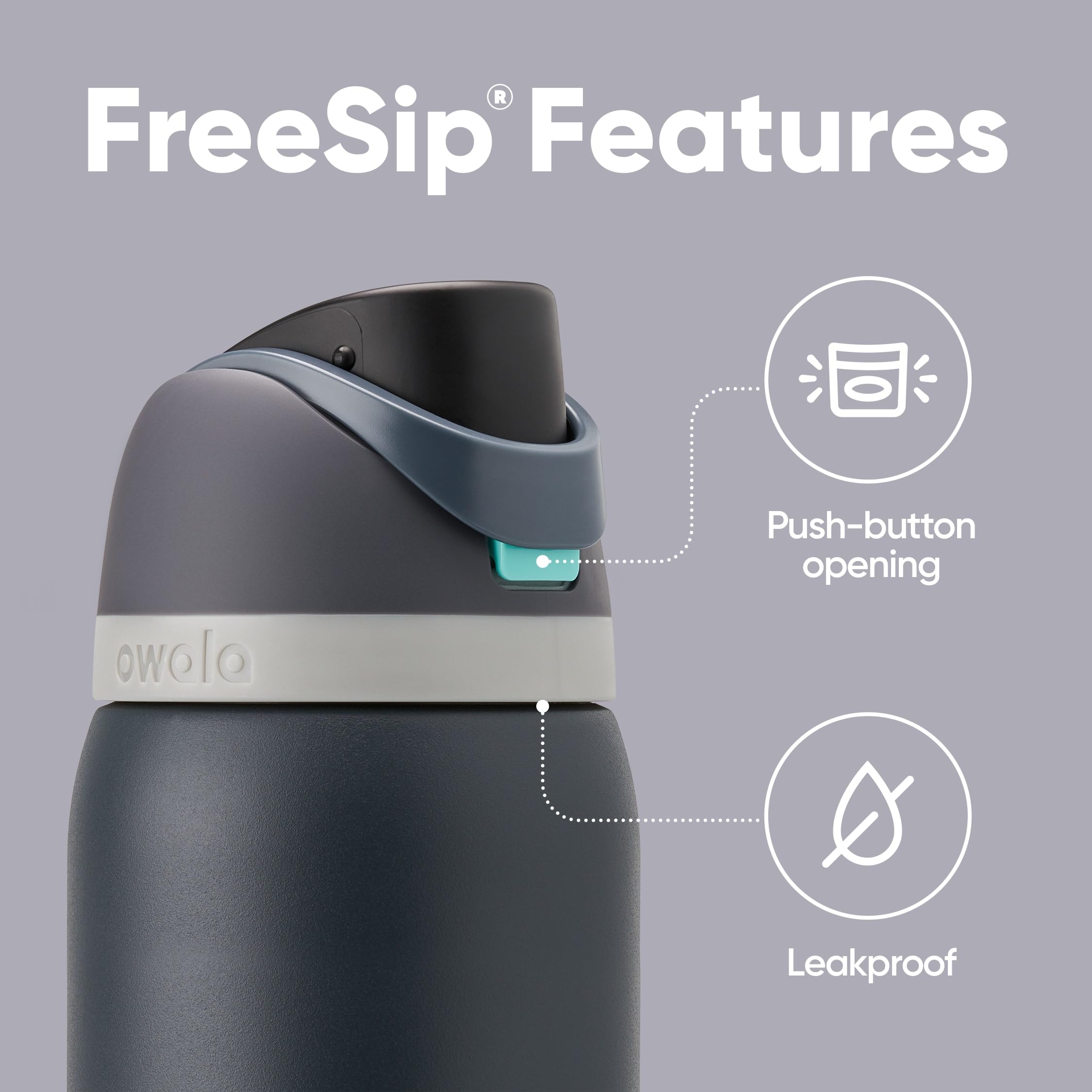 Owala FreeSip Insulated Stainless Steel Water Bottle with Straw for Sports and Travel, BPA-Free, 32oz, Foggy Tide