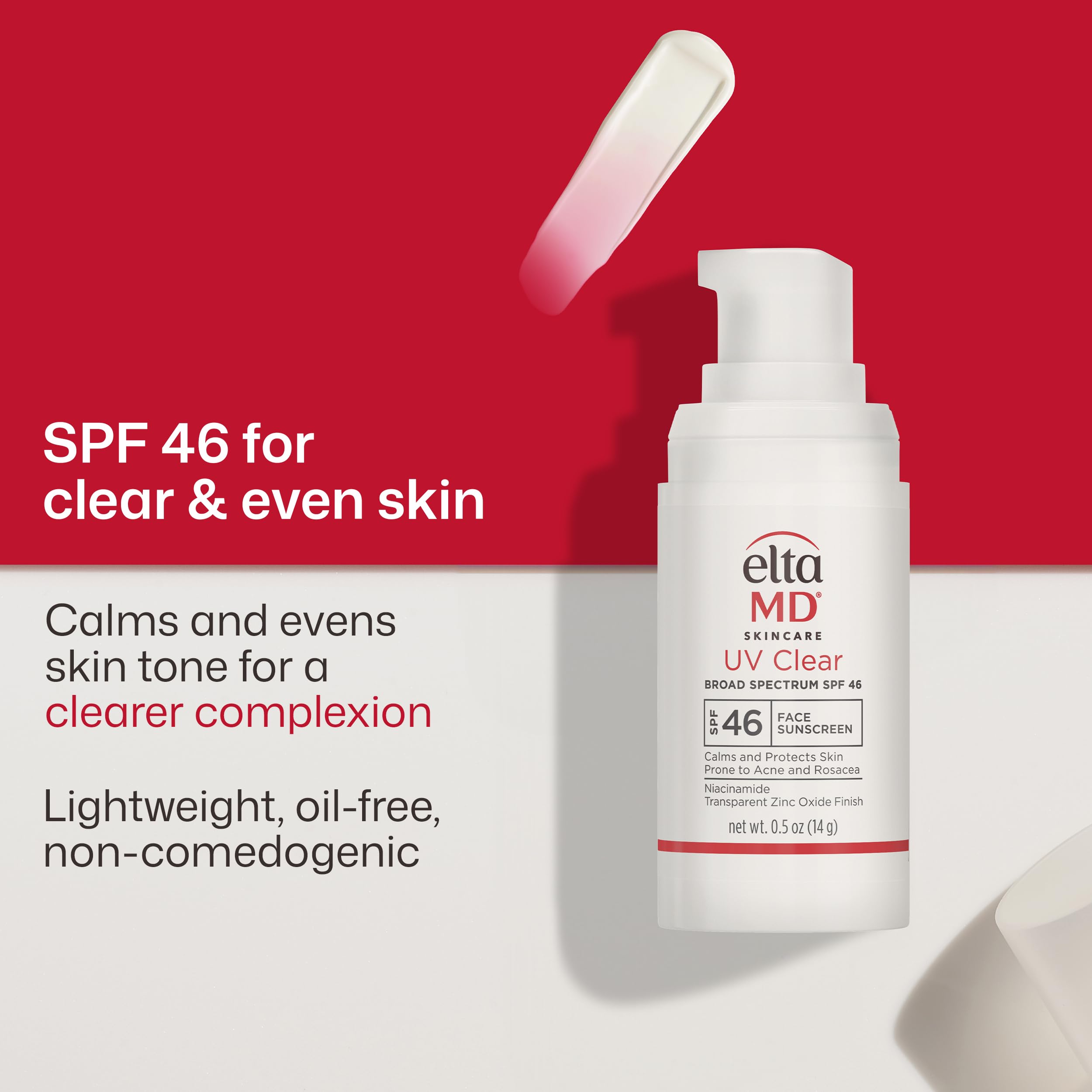 EltaMD UV Clear Face Sunscreen SPF 46, Oil Free Sunscreen with Zinc Oxide, Dermatologist Recommended, 0.5 oz