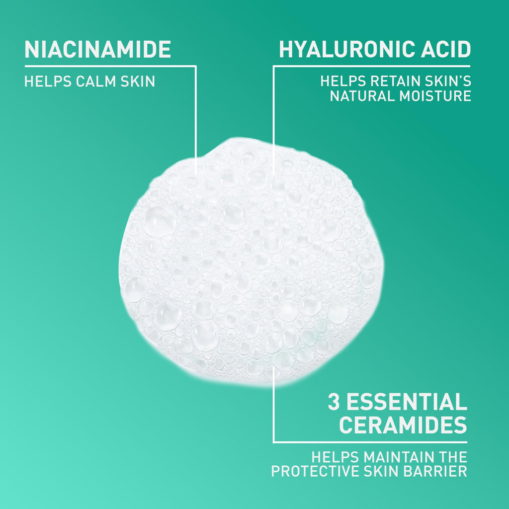 CeraVe Foaming Facial Cleanser, Daily Face Wash for Oily Skin, Hyaluronic Acid + Ceramides + Niacinamide, Fragrance Free, Non-Drying Oil Control Face Wash, 16 Fluid Ounces