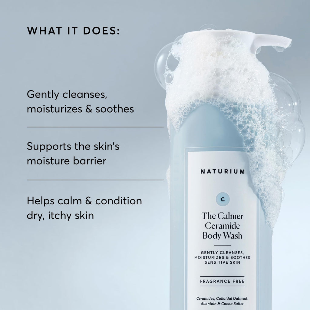 Naturium The Calmer Ceramide Body Wash, Frangrance-Free, Cleansing & Moisturizing for Dry, Sensitive Skin, Dermatologist-Tested, Paraben & Cruelty-Free, 16.9 oz