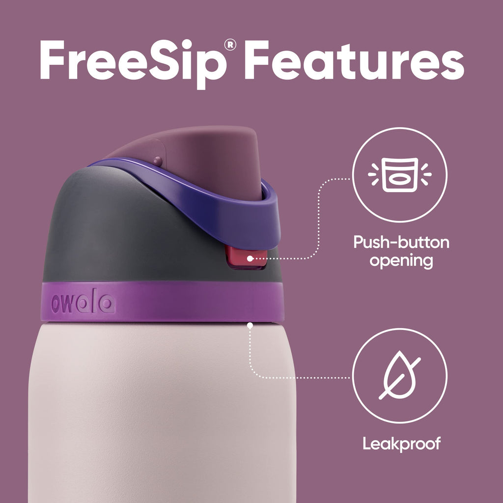 Owala FreeSip Insulated Stainless Steel Water Bottle with Straw for Sports and Travel, BPA-Free, 40oz, Dreamy Field