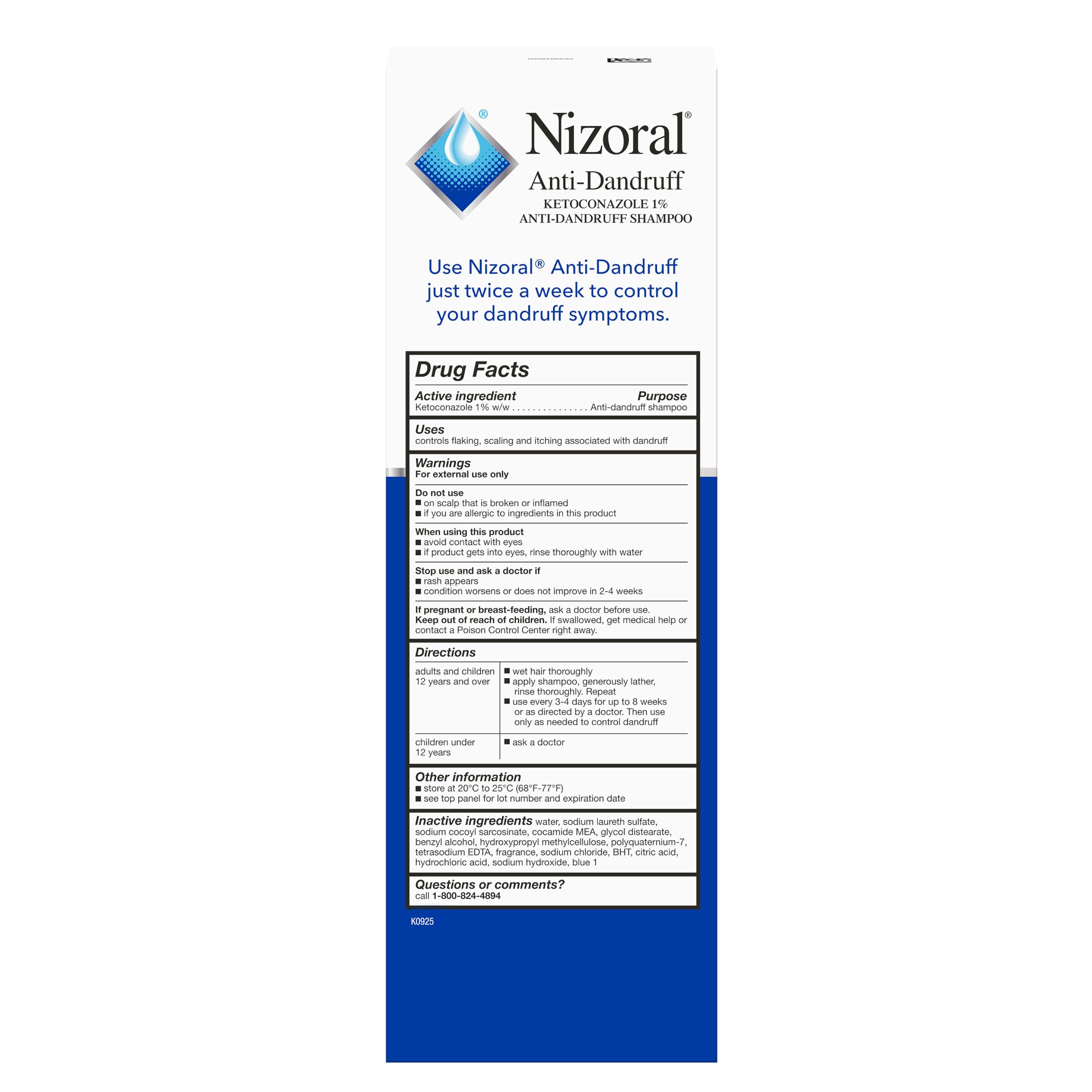 Nizoral 2-in-1 Anti Dandruff Shampoo and Conditioner, 14 Fl Oz, 1% Ketoconazole (Pack of 2)