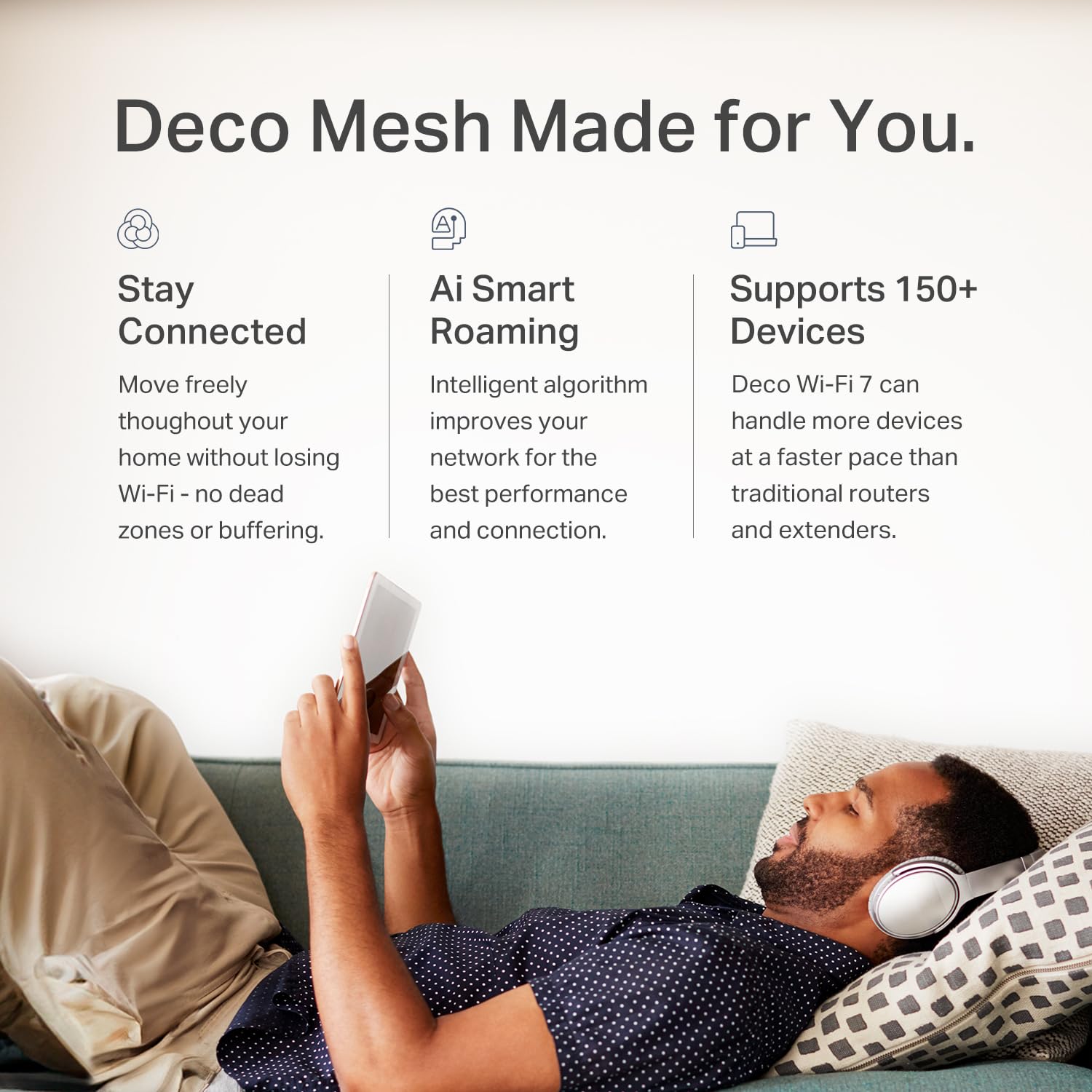 TP-Link Deco 7 BE25 Dual-Band BE5000 WiFi 7 Mesh Wi-Fi System | 4-Stream 5 Gbps, 240 Mhz Channels | Covers up to 4,600 Sq.Ft | 2X 2.5G Ports Wired Backhaul | VPN,MLO, AI-Roaming, HomeShield, 2-Pack