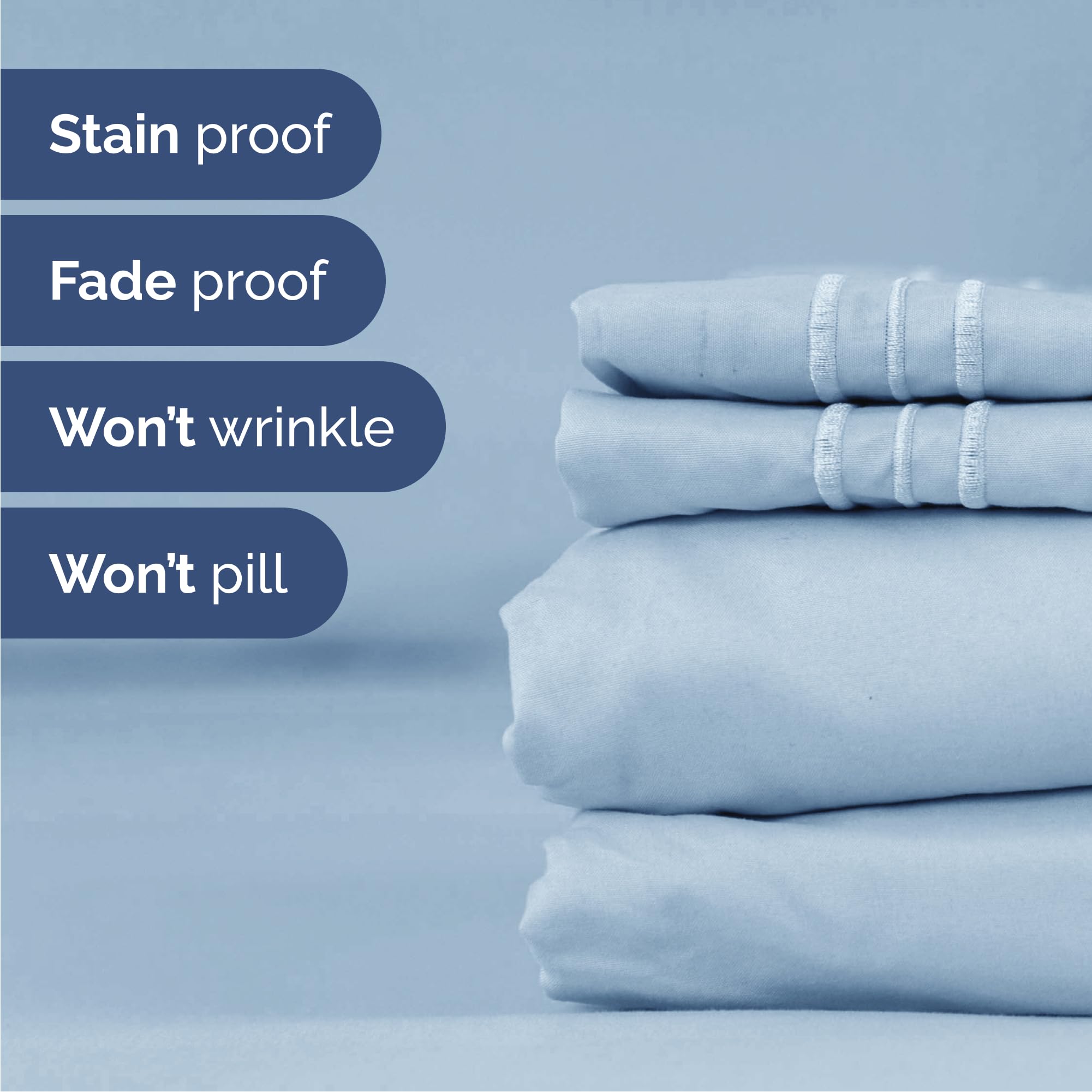 Queen Size 4 Piece Sheet Set - Comfy Breathable & Cooling Sheets - Hotel Luxury Bed Sheets for Women & Men - Deep Pockets, Easy-Fit, Extra Soft & Wrinkle Free Sheets - Sky Blue Oeko-Tex Bed Sheet Set