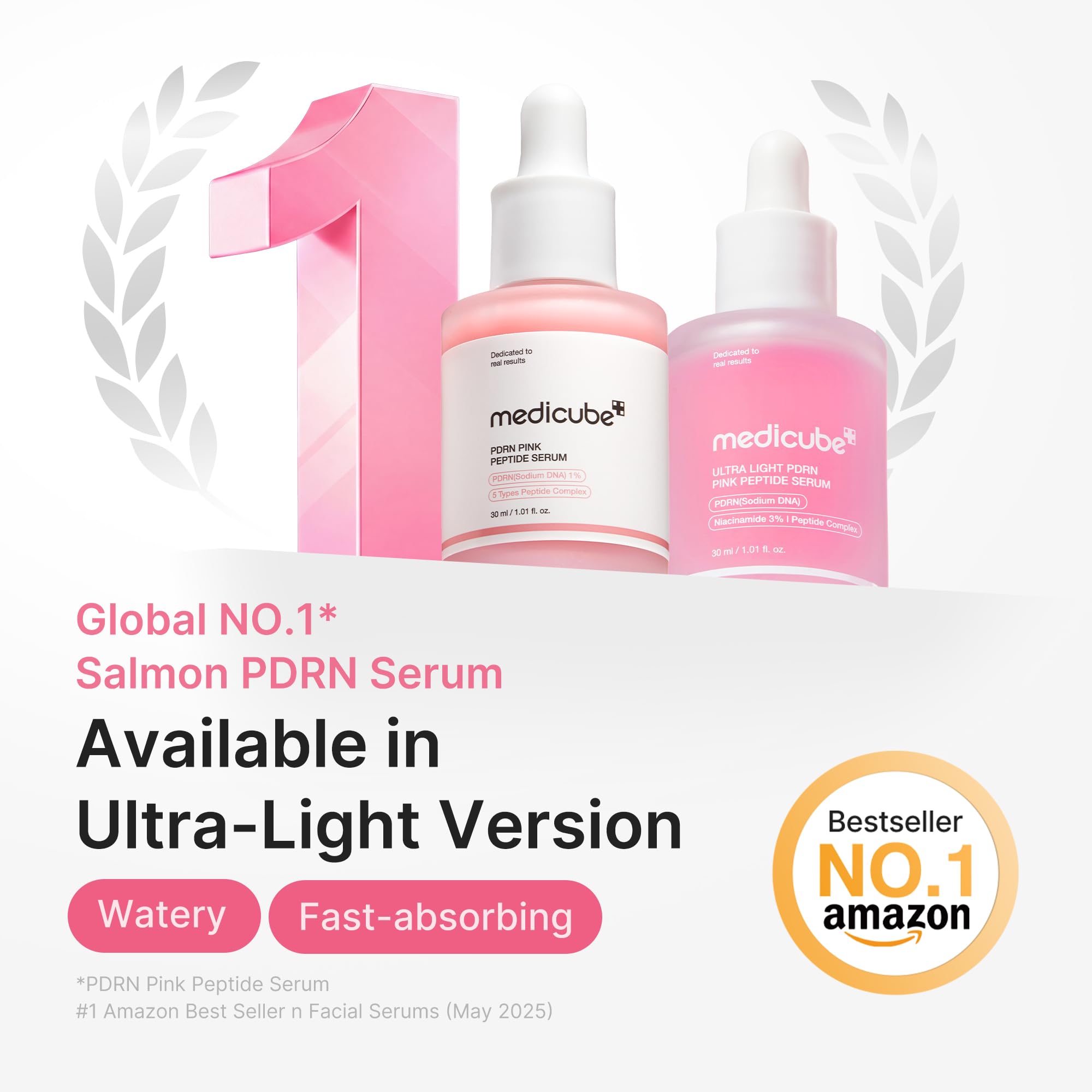 medicube PDRN Pink Peptide Serum with Salmon DNA | Ultra Light Hydrating Serum with Hyaluronic Acid | Fast-Absorbing Glow Care for Skin Clarity | Korean Skincare, 3.71 fl. Oz
