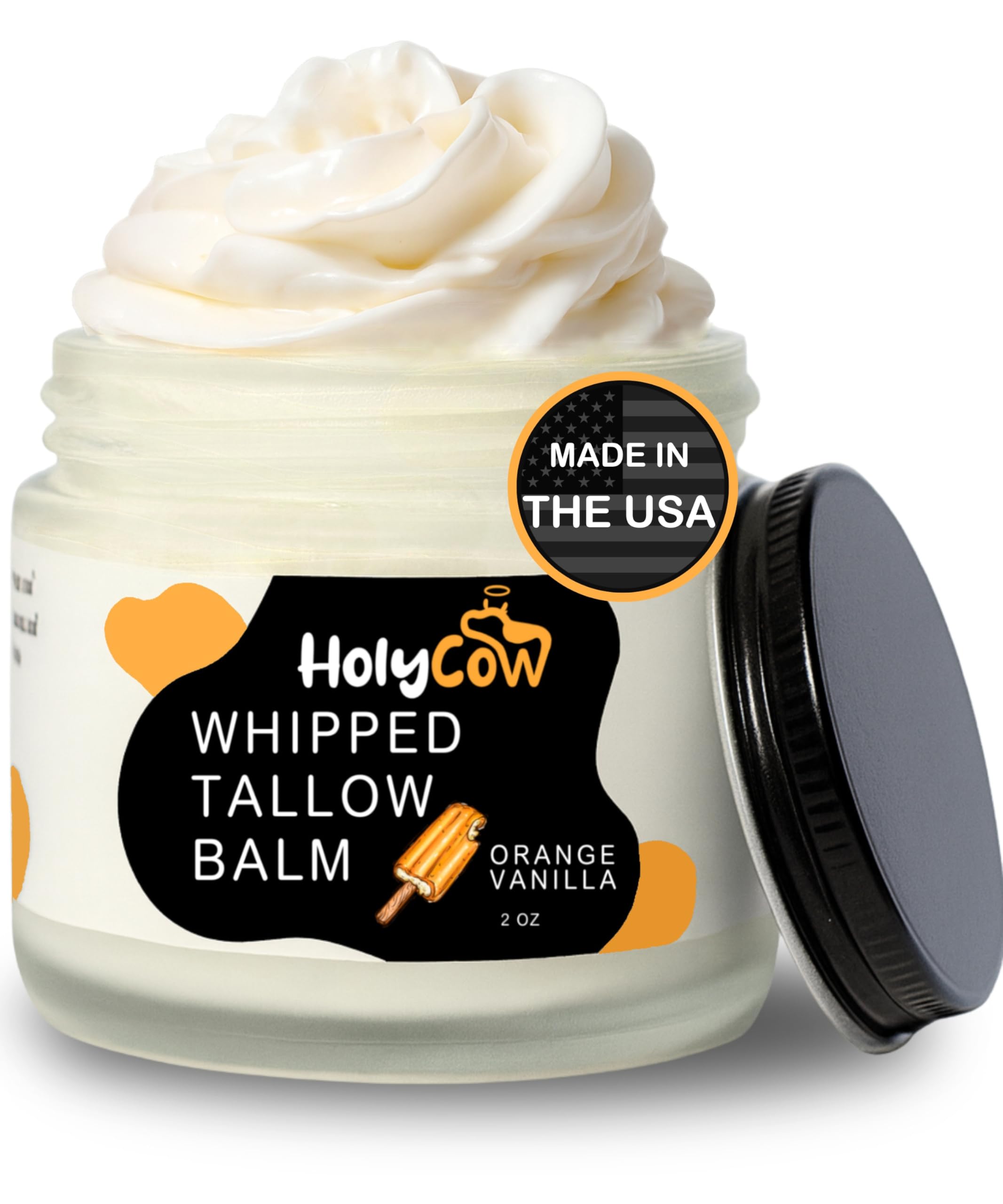 HolyCow 100% Grass Fed Beef Tallow For Skin - Whipped Tallow Balm with Organic Jojoba Oil (Unscented/Herb-Infused), Grass Fed Beef Tallow Face Moisturizer for Eczema, Baby, Lip Balm