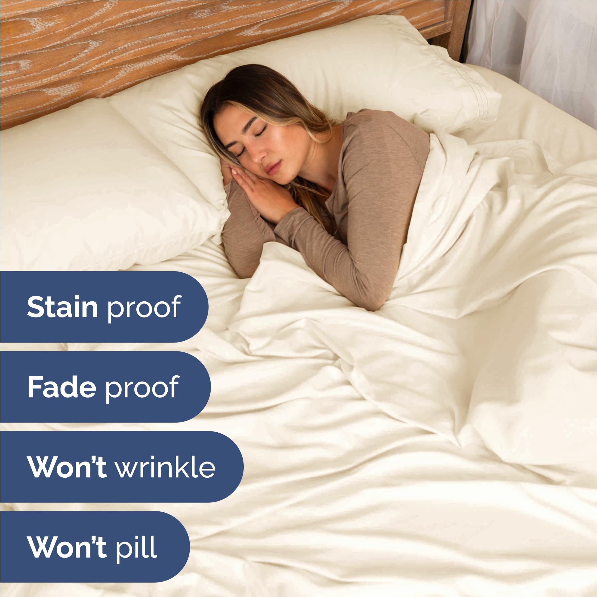 King Size 4 Piece Sheet Set - Comfy Breathable & Cooling Sheets - Hotel Luxury Bed Sheets for Women & Men - Deep Pockets, Easy-Fit, Extra Soft & Wrinkle Free Sheets - Off White Oeko-Tex Bed Sheet Set