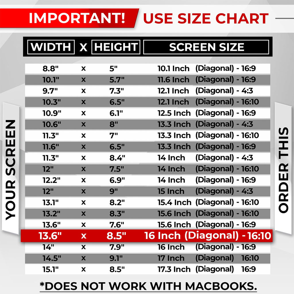 SightPro Magnetic Laptop Privacy Screen 16 Inch 16:10 - Patented Removable Laptop Privacy Filter Shield and Protector