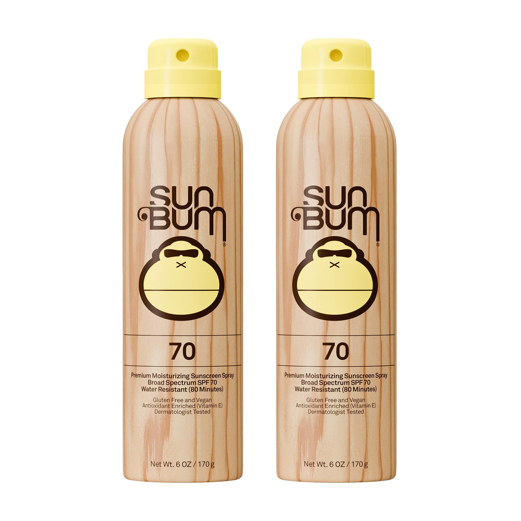 Sun Bum Original SPF 70 Sunscreen Body Spray - Broad Spectrum Moisturizing Sunscreen with Vitamin E - Hawaii 104 Act Compliant (Made without Octinoxate & Oxybenzone) - 6 oz (Pack of 2)