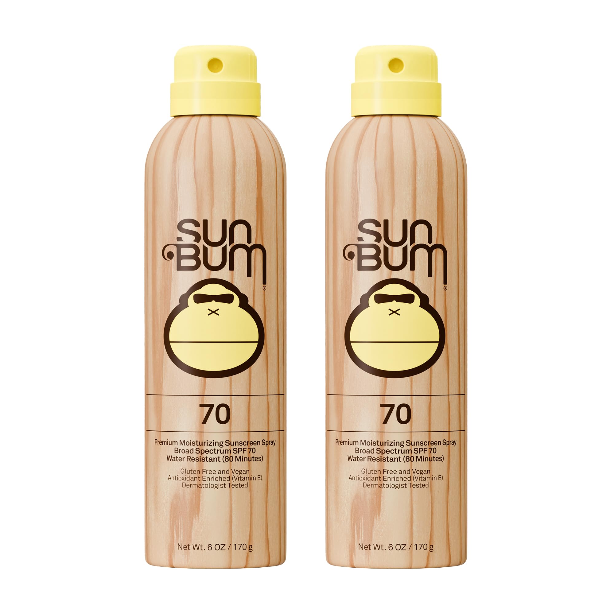 Sun Bum Original SPF 70 Sunscreen Body Spray - Broad Spectrum Moisturizing Sunscreen with Vitamin E - Hawaii 104 Act Compliant (Made without Octinoxate & Oxybenzone) - 6 oz (Pack of 2)