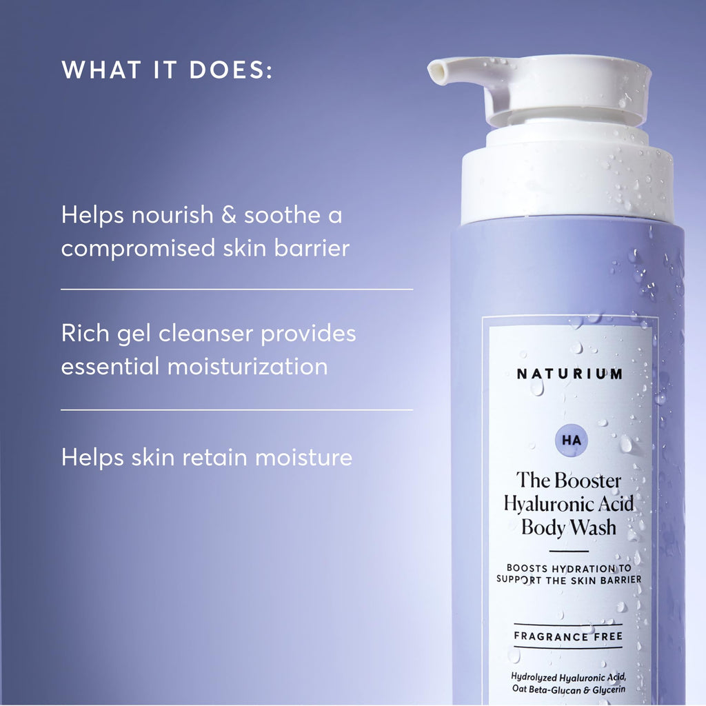 Naturium The Booster Hyaluronic Acid Body Wash, Hydrating & Moisturizing plus Minimizes Dryness, with Glycerin & Vitamin B5, 16.9 oz