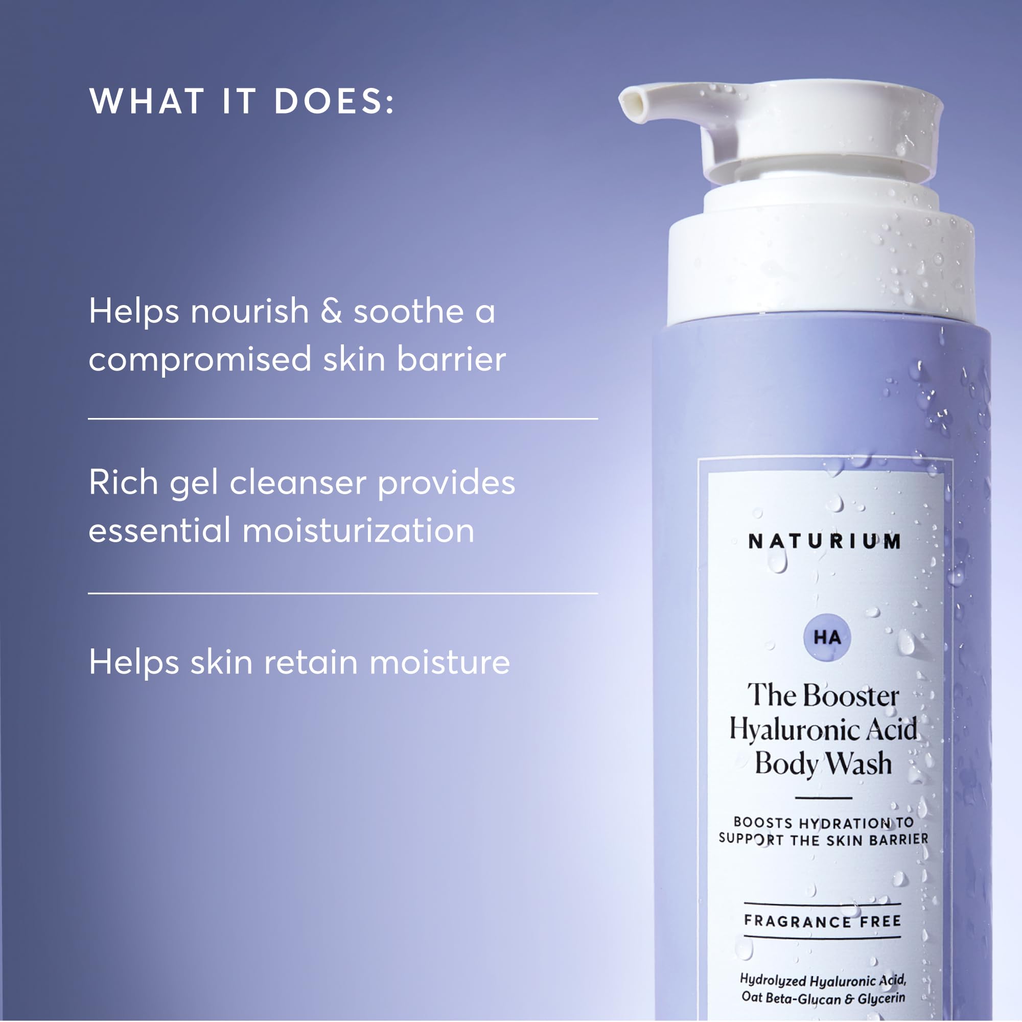 Naturium The Booster Hyaluronic Acid Body Wash, Hydrating & Moisturizing plus Minimizes Dryness, with Glycerin & Vitamin B5, 16.9 oz