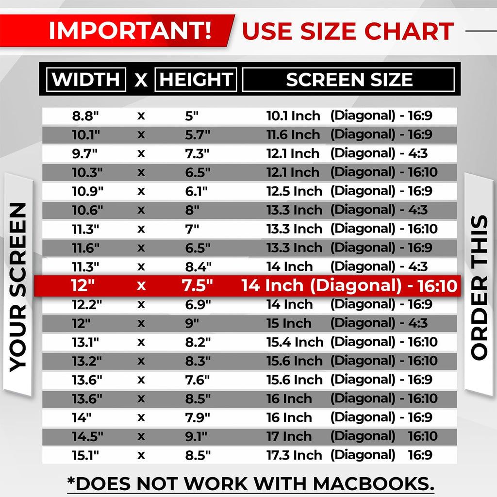 SightPro Magnetic Laptop Privacy Screen 14 Inch 16:10 - Patented Removable Laptop Privacy Filter Shield and Protector