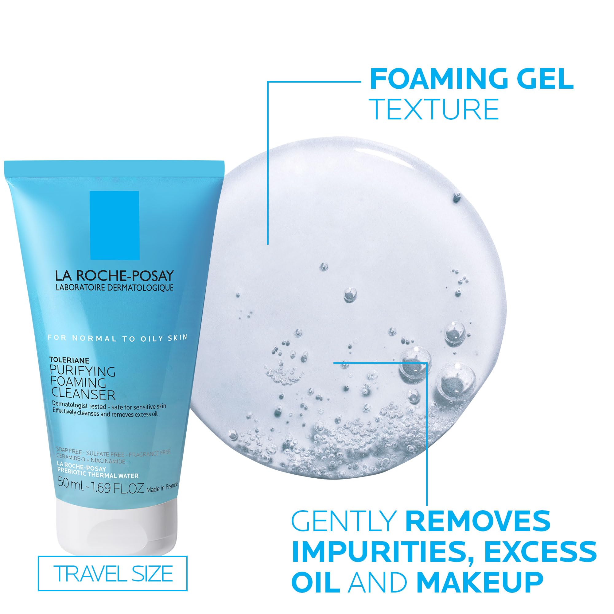 La Roche-Posay Toleraine Skin Care Set, Double Repair Face Moisturizer 100ml & Purifying Foaming Facial Cleanser 50ml, Oil Free Moisturizer & Face Wash For Oily Skin, Formulated with Niacinamide