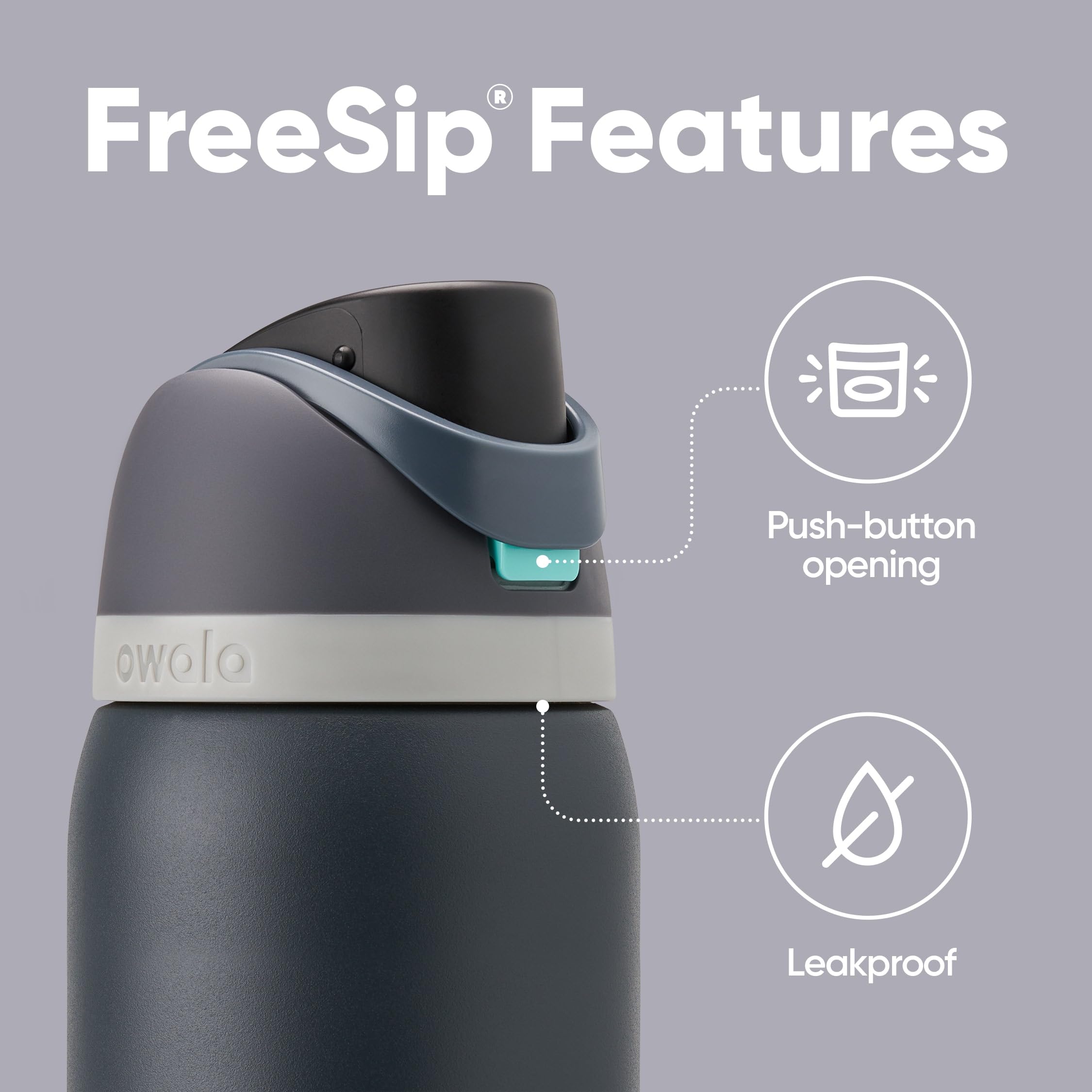 Owala FreeSip Insulated Stainless Steel Water Bottle with Straw for Sports and Travel, BPA-Free, 40oz, Foggy Tide