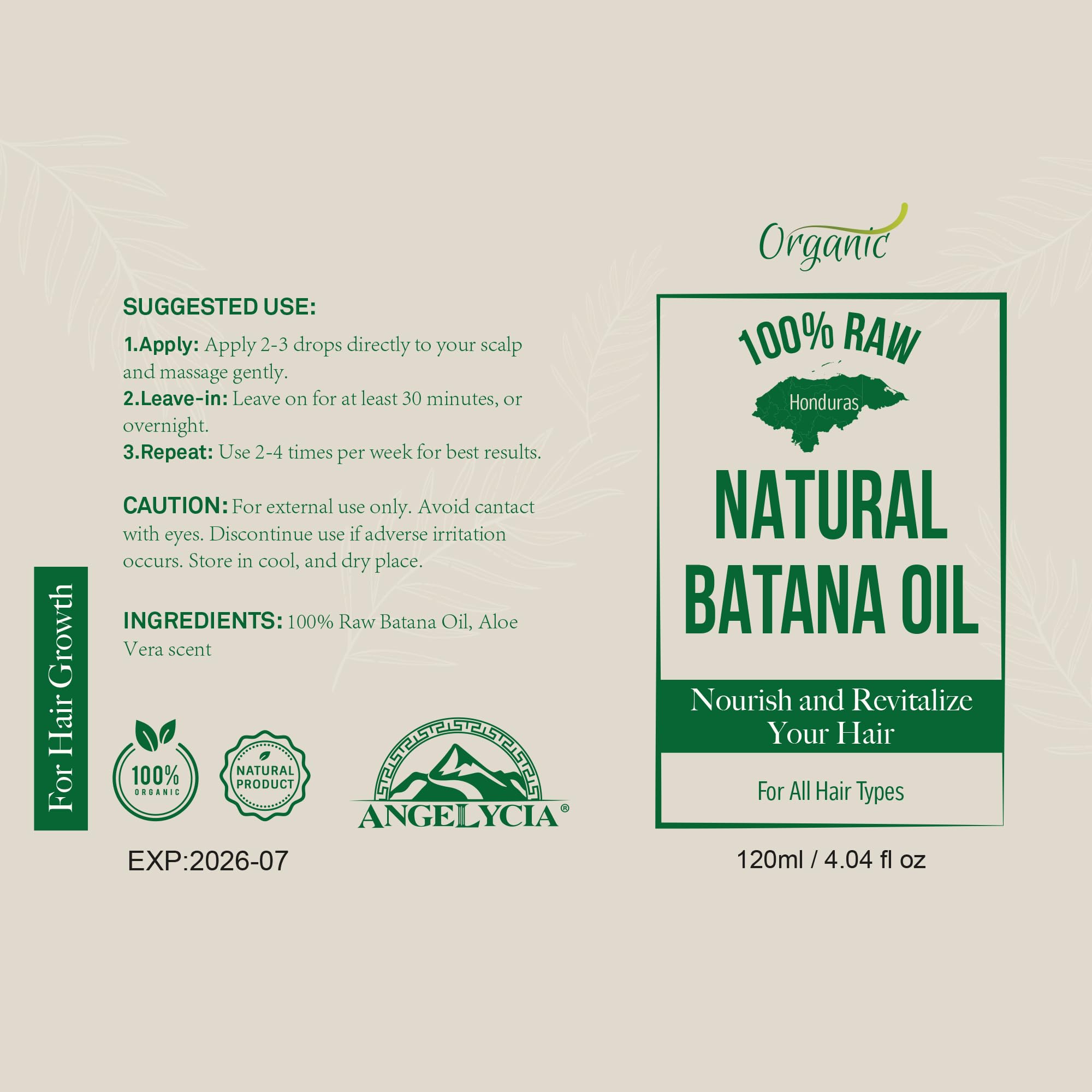 100% Organic Raw Batana Oil from Honduras for Growth, Nourishing & Strengthening All Hair Types | Dr. Sebi Hair Mask - Prevent Loss