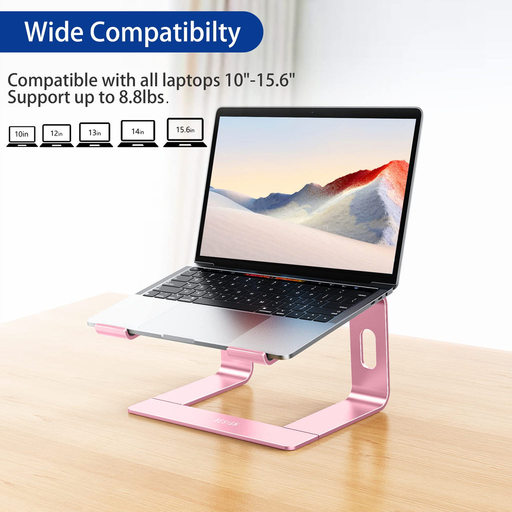 BESIGN LS03 Aluminum Laptop Stand, Ergonomic Detachable Computer Stand, Notebook Riser, Laptop Mount Compatible with Air, Pro, Dell, HP, Lenovo More 10-15.6" Laptops, Pink