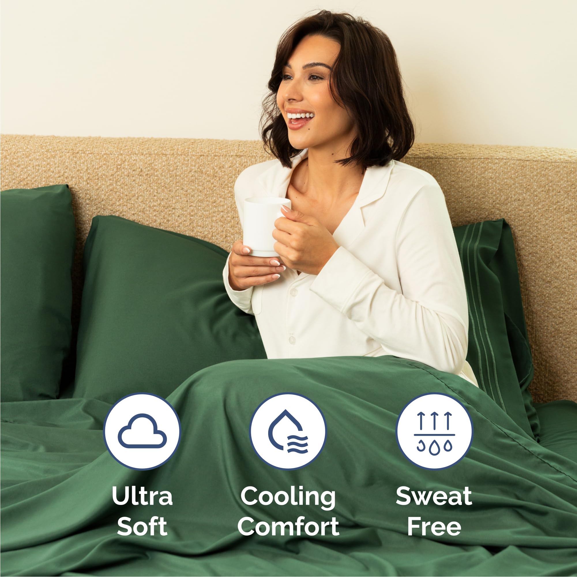 Queen Size 4 Piece Sheet Set - Comfy Breathable & Cooling Sheets - Hotel Luxury Bed Sheets for Women & Men - Deep Pockets, Easy-Fit, Soft & Wrinkle Free Sheets - Emerald Green Oeko-Tex Bed Sheet Set