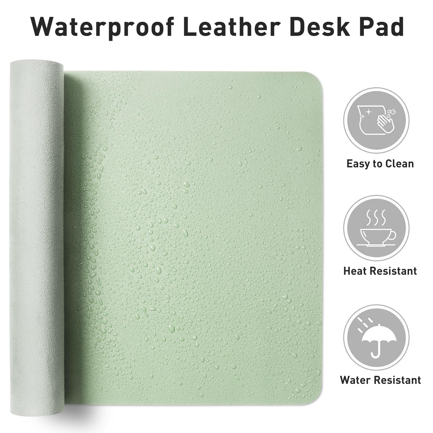 Aothia Large PU Leather Desk Pad Protector - Non-Slip Mouse Pad & Writing Mat for Office/Home, Waterproof, Easy to Clean (23.6" x 13.7", Aqua)