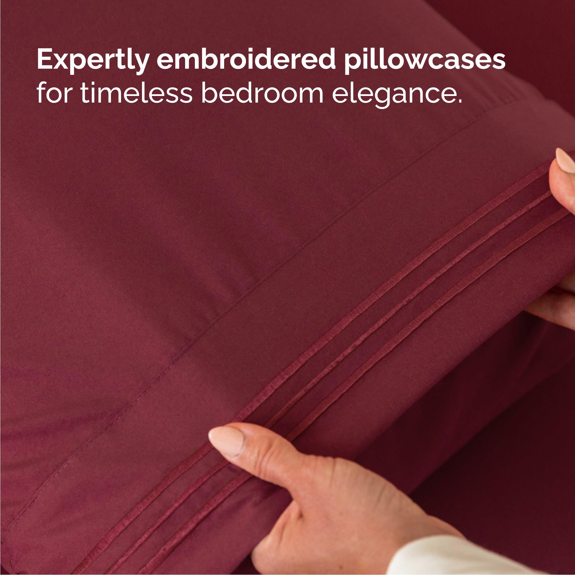 Queen Size 4 Piece Sheet Set - Comfy Breathable & Cooling Sheets - Hotel Luxury Bed Sheets for Women & Men - Deep Pockets, Easy-Fit, Extra Soft & Wrinkle Free Sheets - Burgundy Oeko-Tex Bed Sheet Set