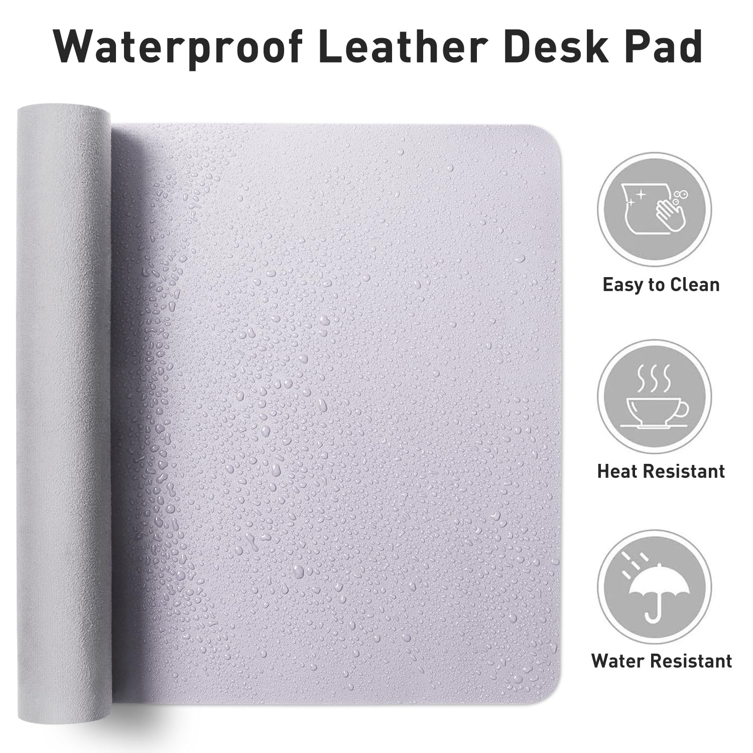 Aothia Large PU Leather Desk Pad Protector – Non-Slip Mouse Pad & Writing Mat for Office/Home, Waterproof, Easy to Clean (Soft Lavender, 23.6" x 13.7")