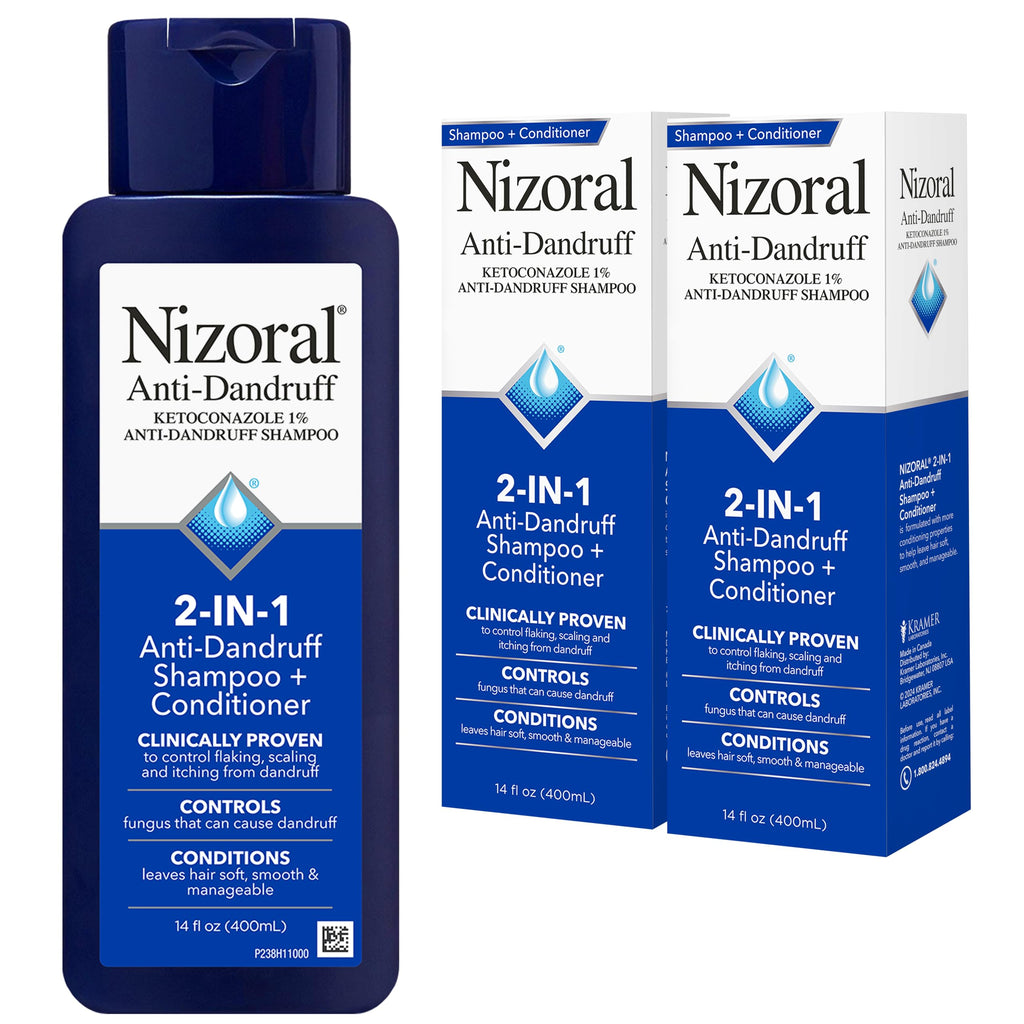 Nizoral 2-in-1 Anti Dandruff Shampoo and Conditioner, 14 Fl Oz, 1% Ketoconazole (Pack of 2)