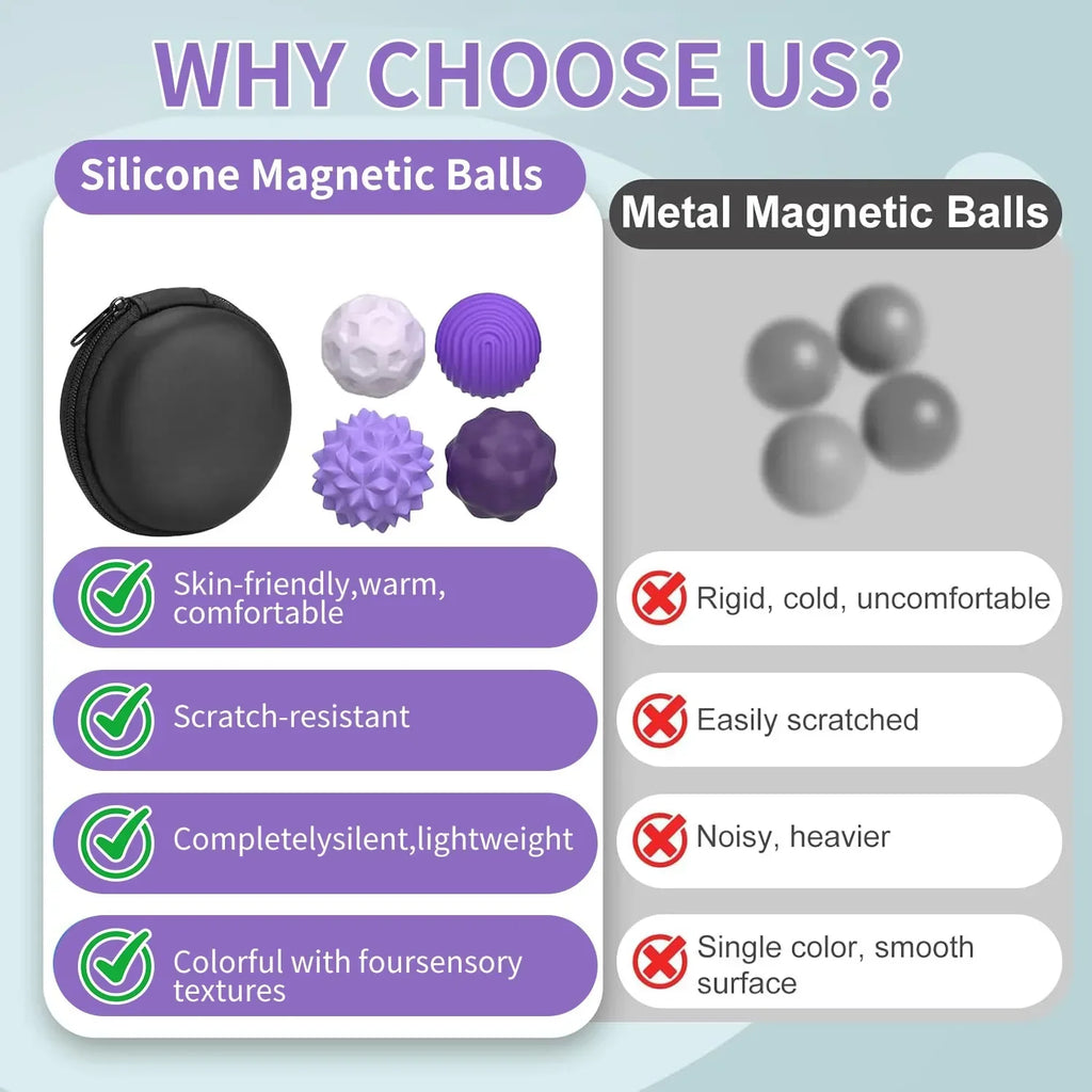 Silicone Magnetic Fidget Balls Fidget Toys Stress Balls for Adults Sensory Stone Travel Toys for Calming Autism and ADHD
