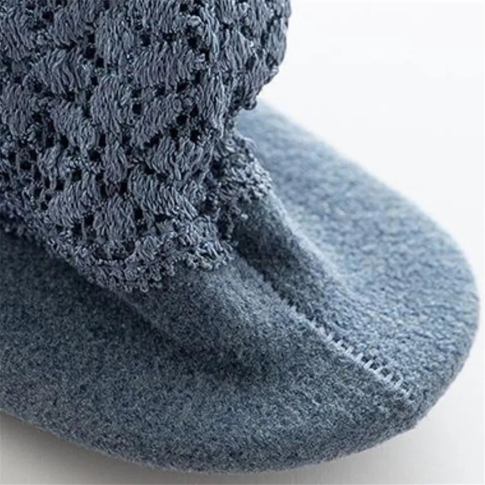 4 Pairs Casual Low Tube Lace Thermal Socks Women Thick Home Floor Socks Warm Velvet Solid Anti-slip Slippers